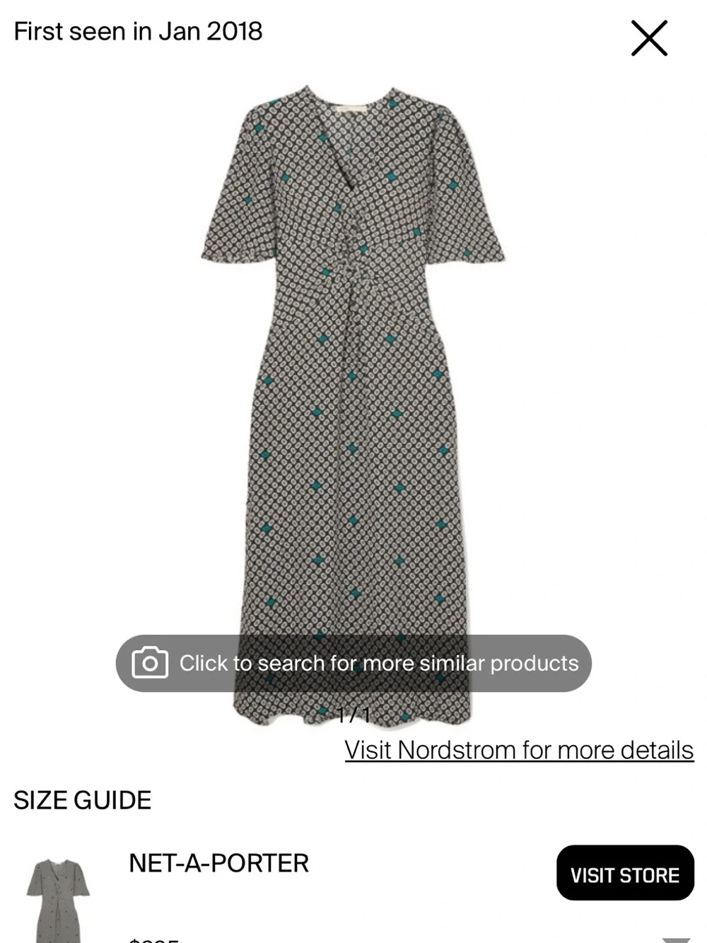 Maje Black Midi Dress with Teal Dot Print - Picture 7 of 8